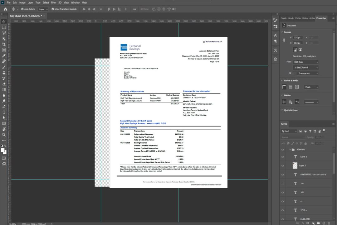 Modèle Word et PDF de relevé de compte American Express National Bank des États-Unis template Modèle Word et PDF de relevé de compte American Express National Bank des États-Unis template